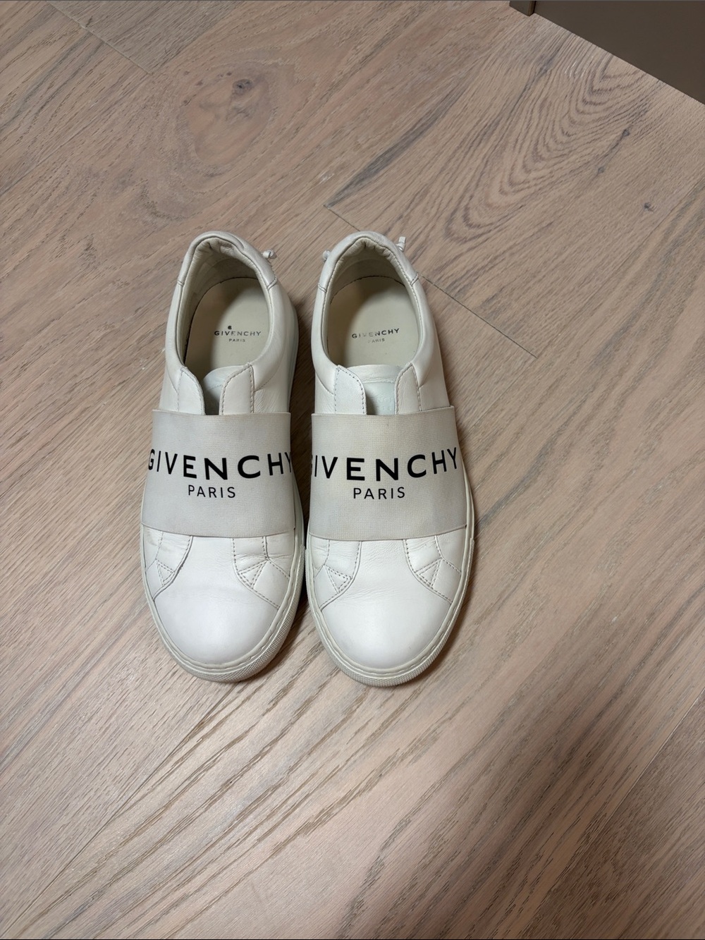 Givenchy Cream Slip-On Logo Band Sneakers